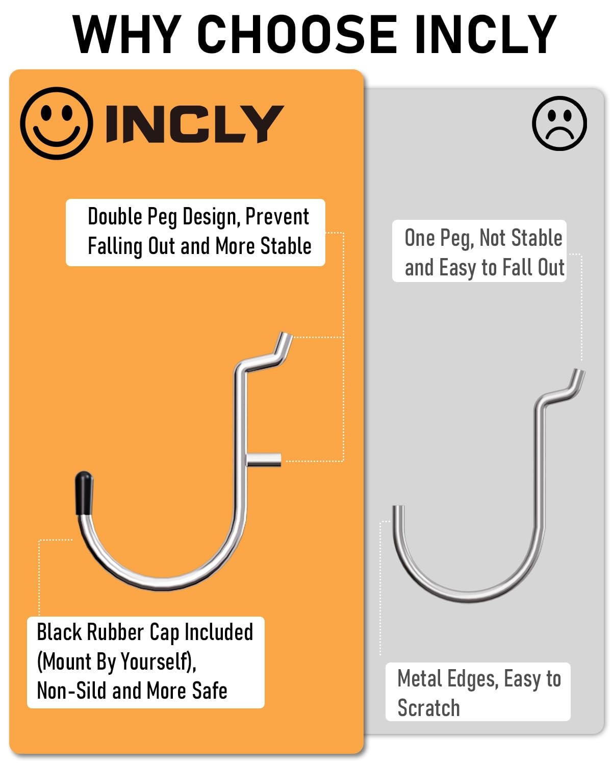INCLY Pegboard Hooks Set for Hanging Tools, 206PCS Heavy Duty Peg Hook Hanger...