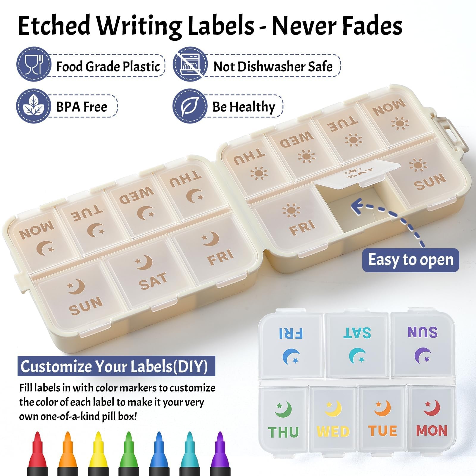 NEW Foldable & Double Protection Portable Weekly Pill Organizer 2 Times A Day...