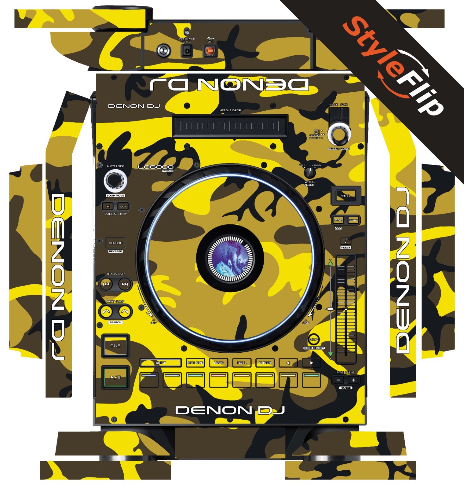 Denon LC6000 Prime Skin | Yellow Camo | Protective Decal | StyleFlip Skins