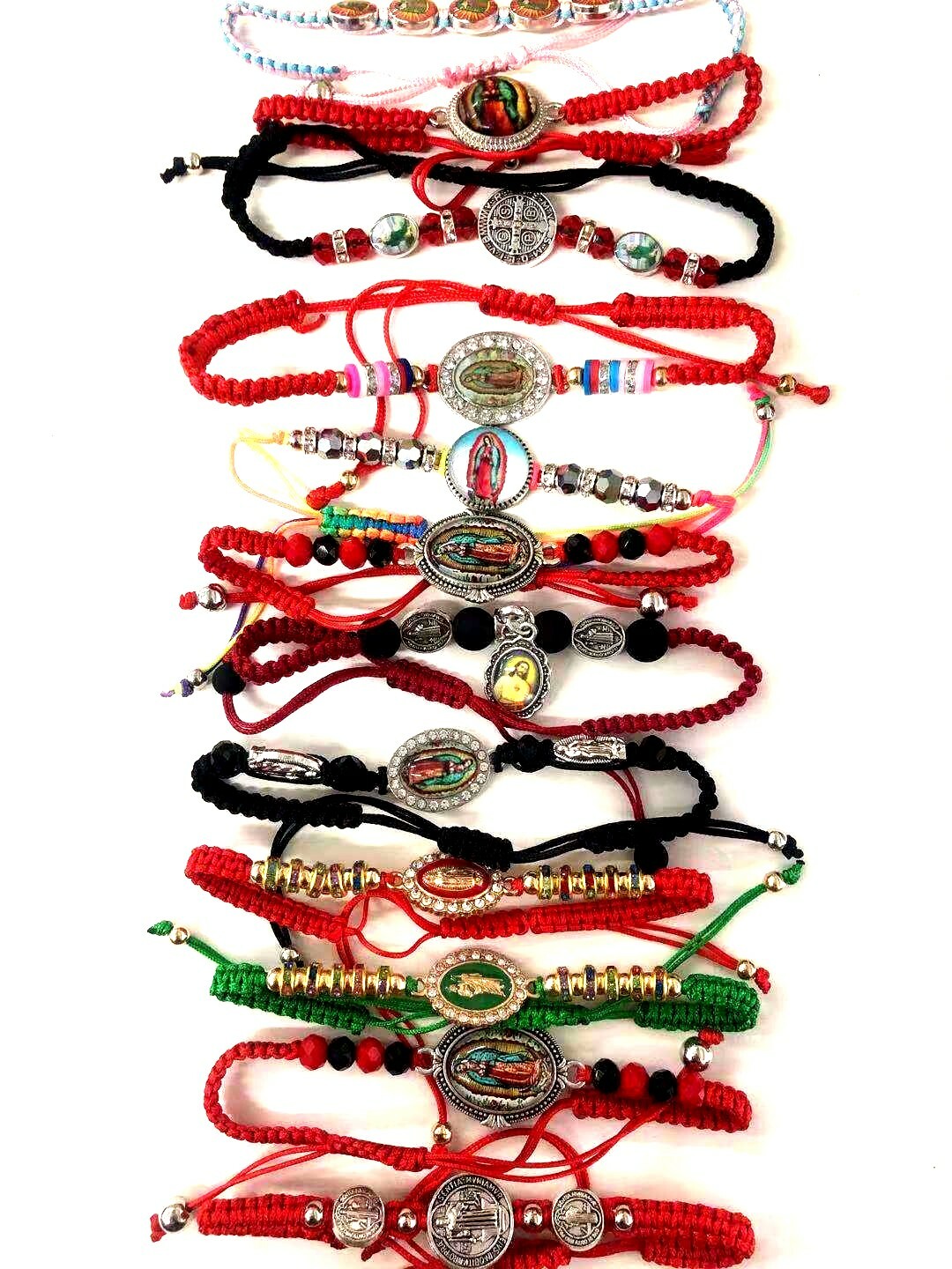 24 Pc mixed religious string Guadalupe and saint Jude Bracelet Communion Favors