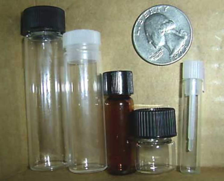 Very 5 tiny GLASS BOTTLES Vials U Pick 1 dram 5/8 1/3 et