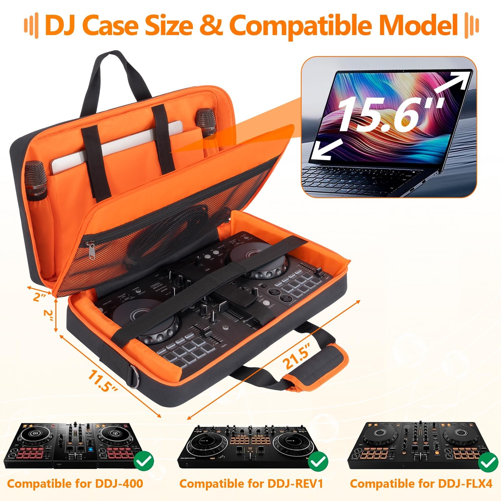 Padded DJ Controller Case Compatible with DDJ FLX4/DJ 400/DDJ REV1, DJ Carryi...