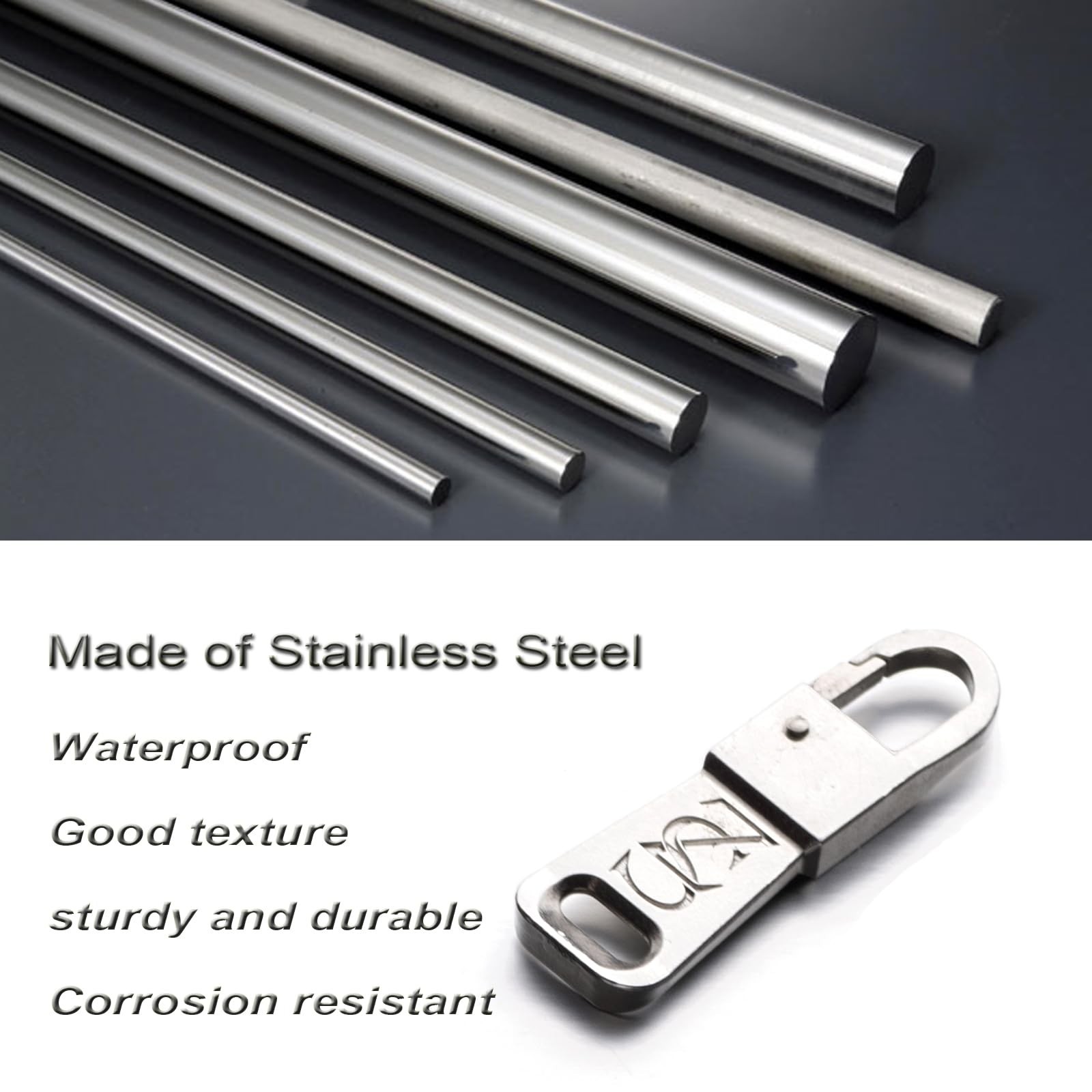 Stainless Steel Sturdy Zipper Pull Replacement for Suitcase Backpacks Easy Us...