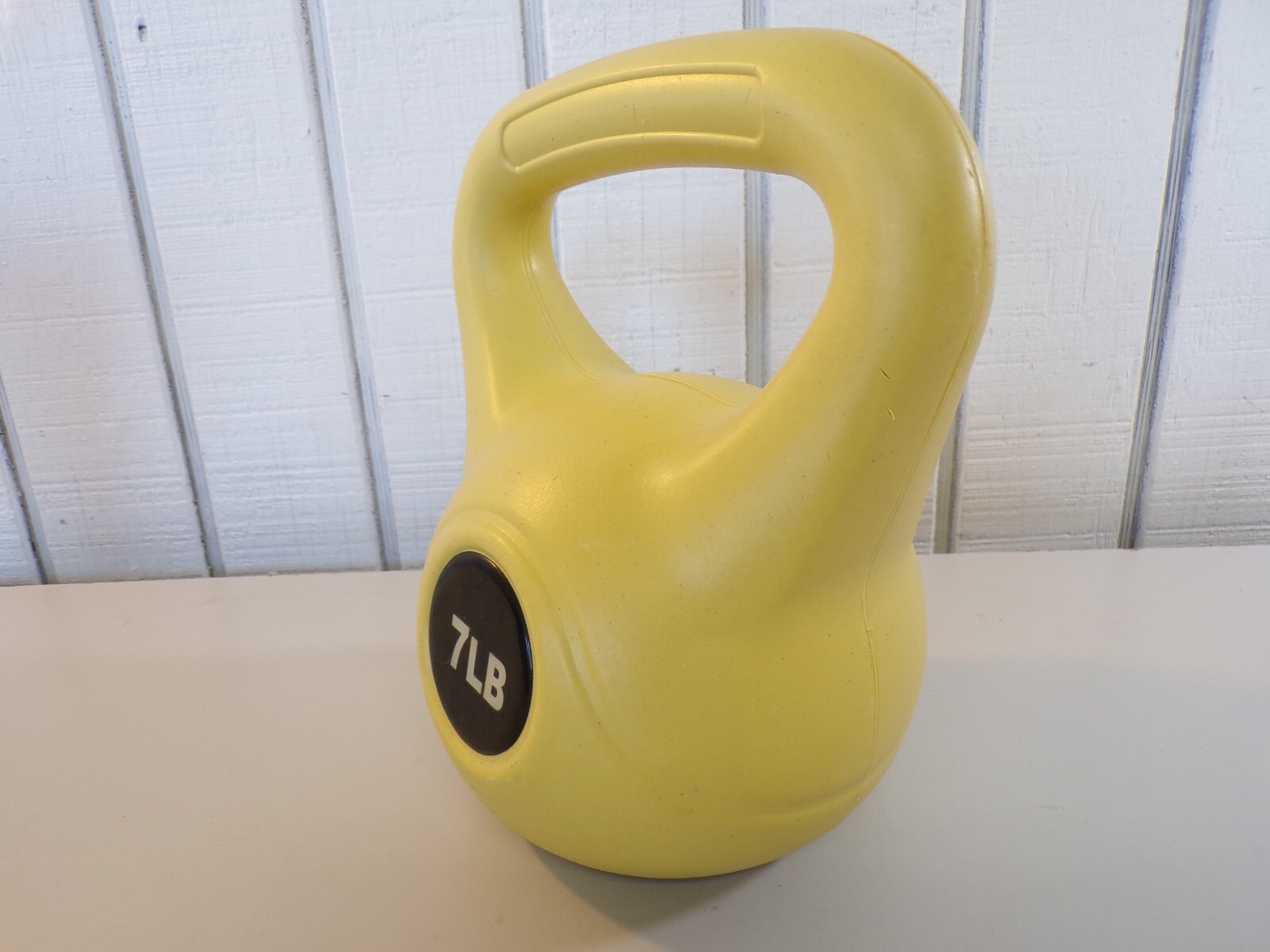 7Lbs Kettlebell Vinyl Coated Yellow Kettle Bell Exercise Strength Training