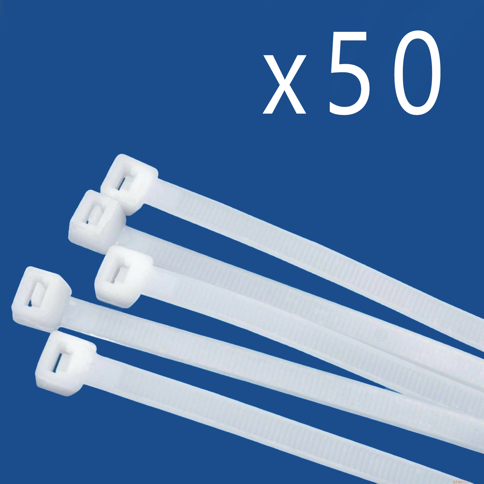 50 Pack Lot Pcs Qty - 8" Inch Nylon Cable Zip Wire Tie 120 lbs - Natural White