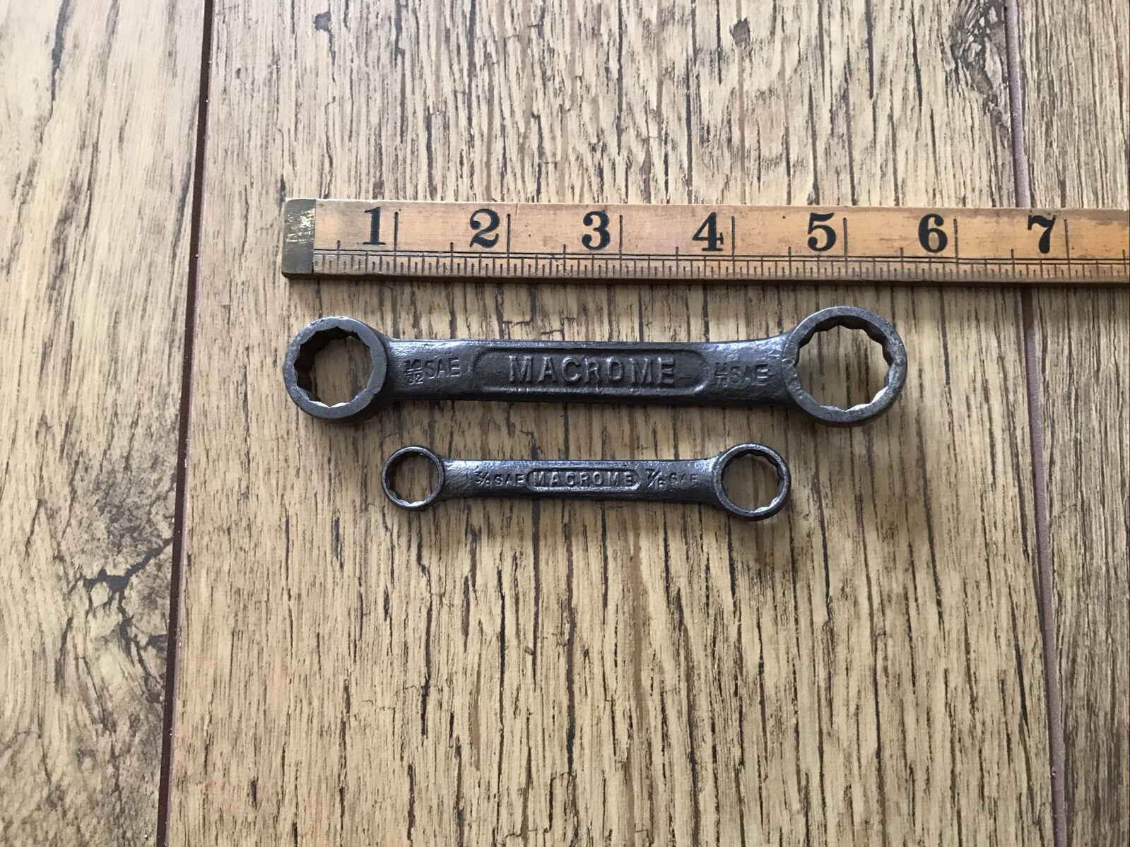 2 Vintage Macrome Short Ring Spanners AF.