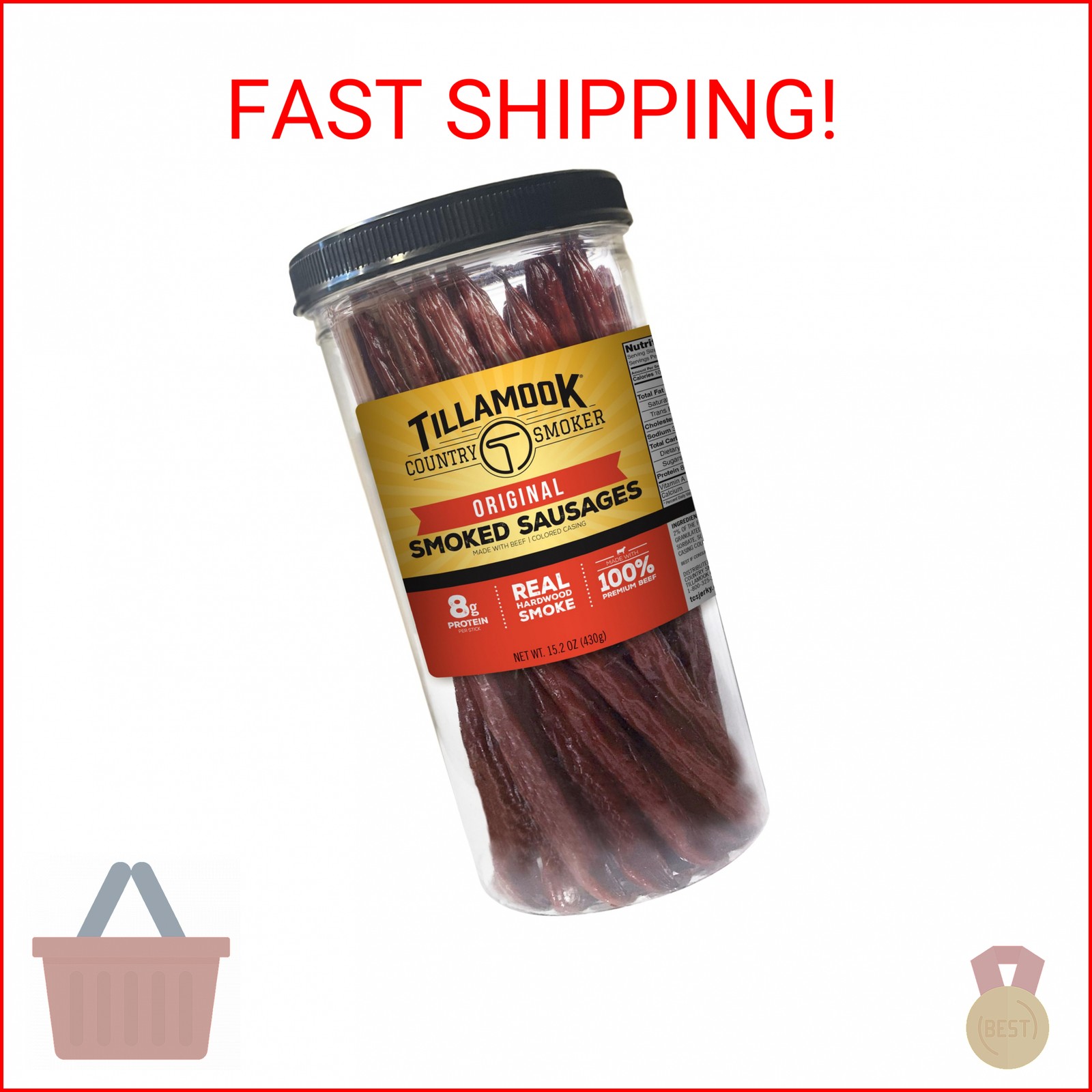 Tillamook Country Smoker Real Hardwood Smoked Sausages, Original Beef, 15.2 Ounc