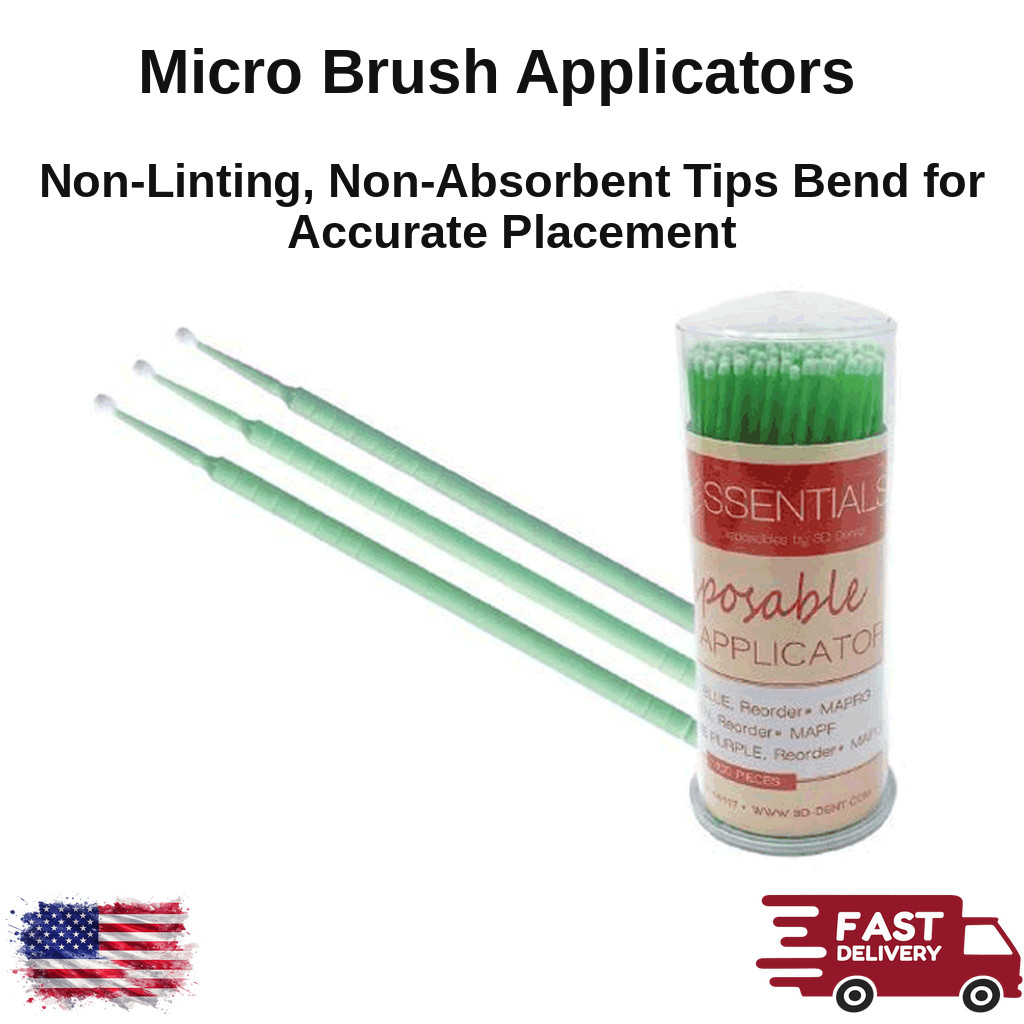 Micro Brush Applicators w/ Non-Linting Non-Absorbent Fiber Tips 400Pk Dental Use