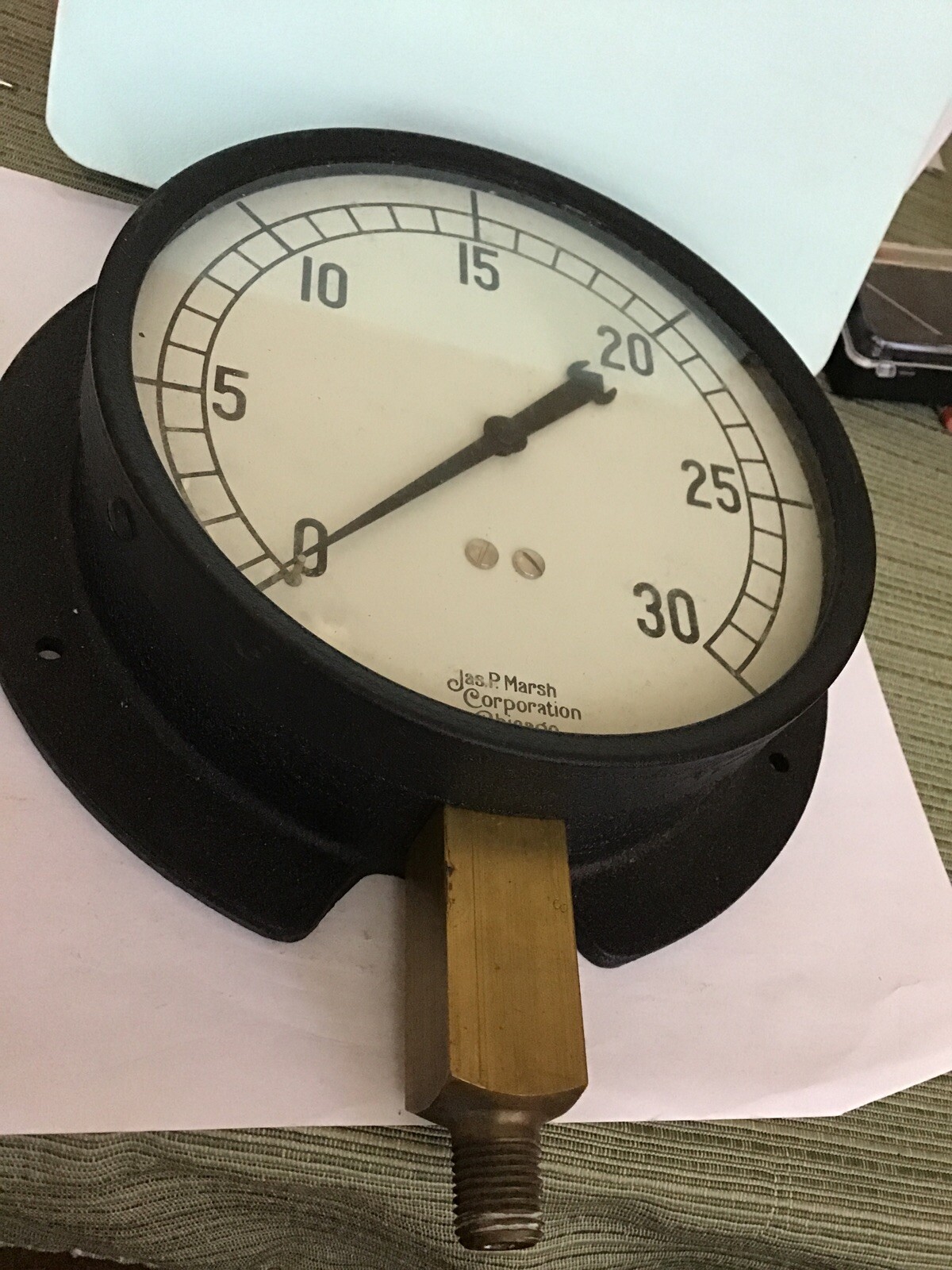 6.25” Pressure Gauge 30 Jas. P. Marsh Corporation Chicago i.e. In Chicago Museum