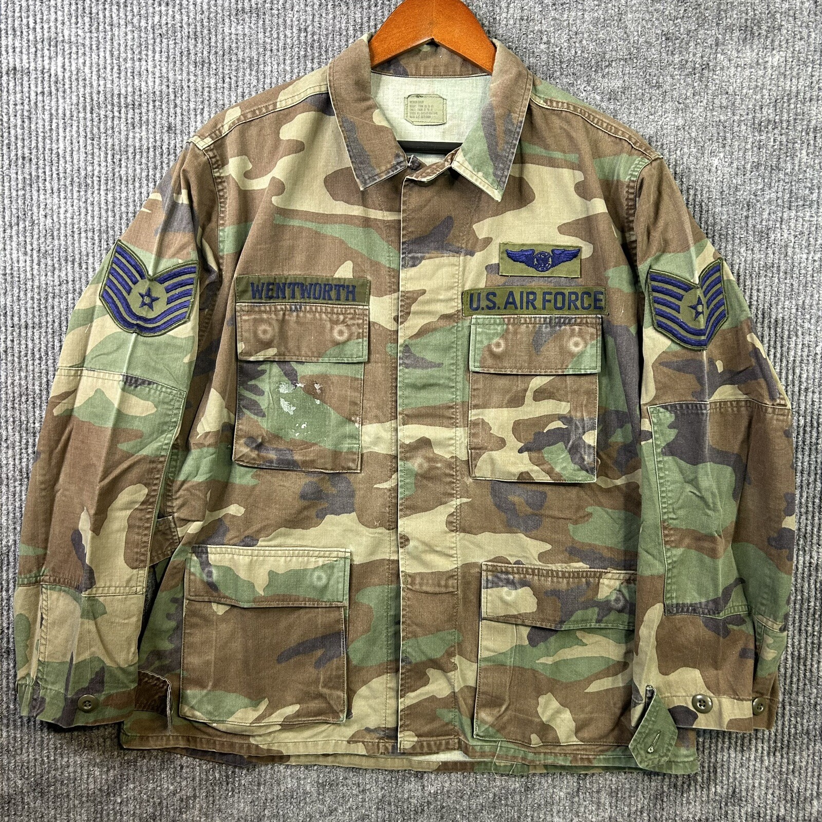VTG Military Combat Coat Shirt Mens Medium Short Woodland Camo Hot Weather