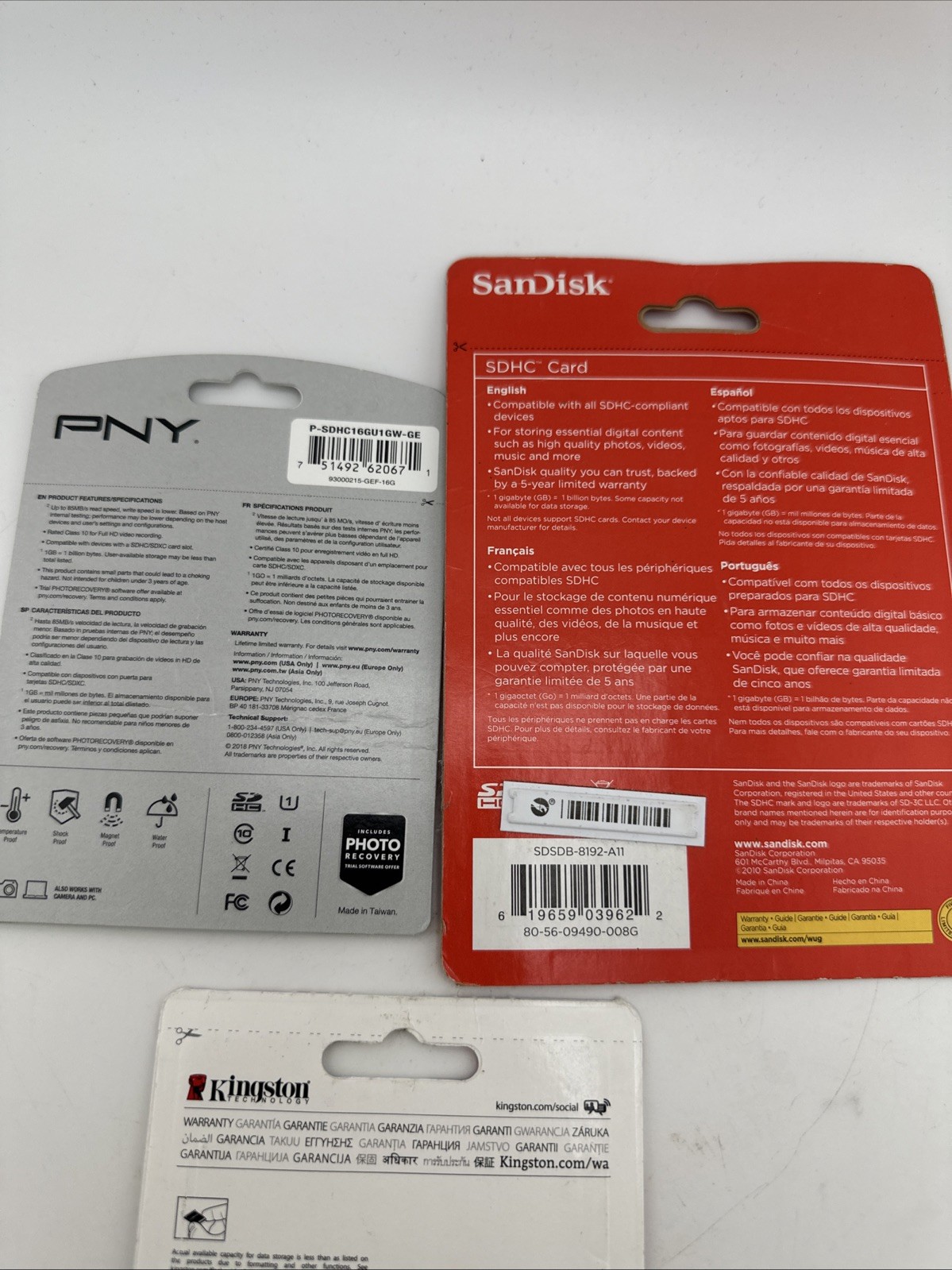 Assorted SD/SDHC Memory Card Lot of 3