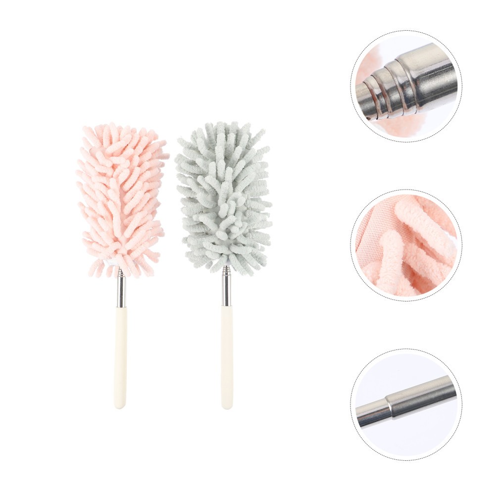 2 Pcs Bendable Telescopic Chenille Duster Mops for Hands Cleaning