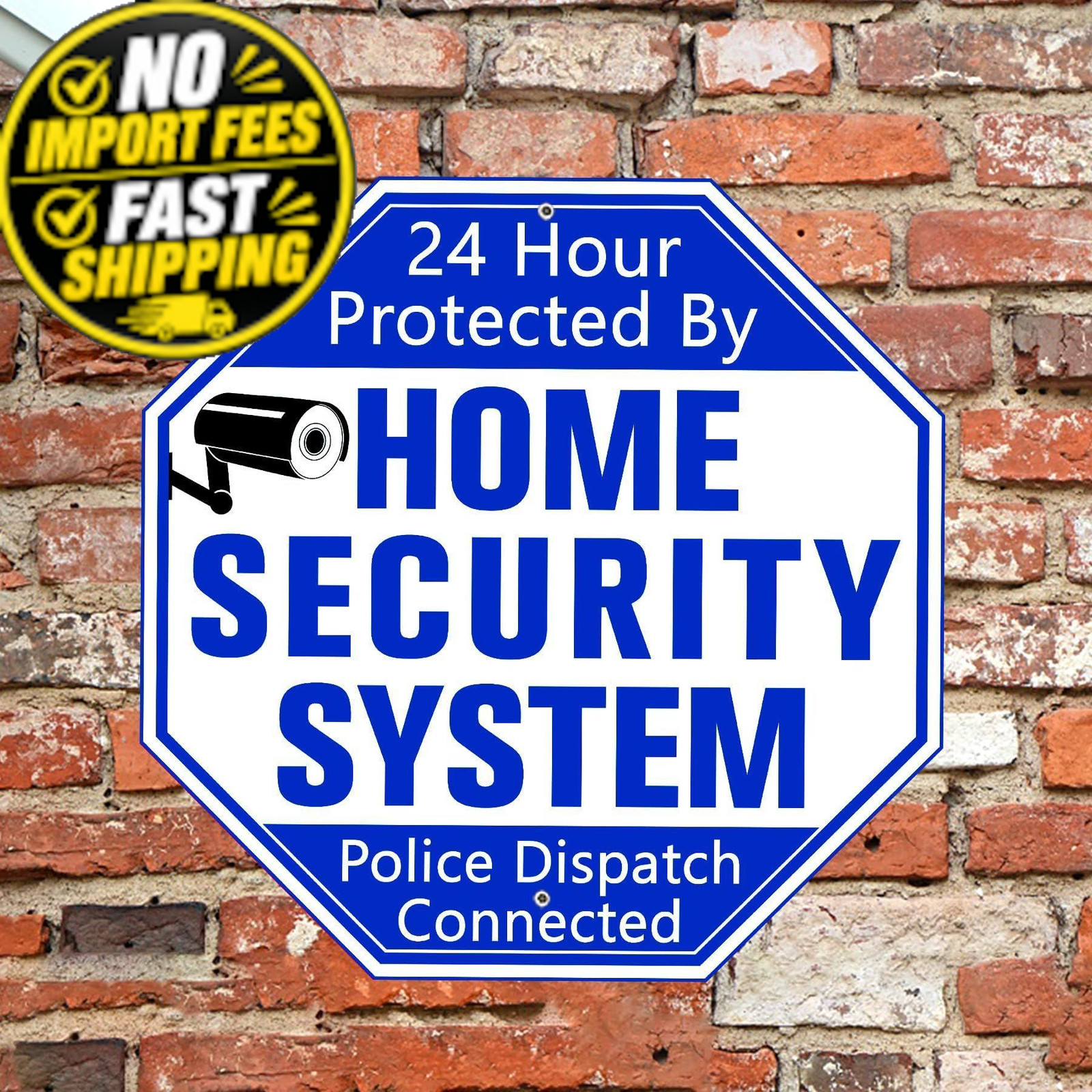 Uflashmi Home Security System Signs for Yard, Yard 10"x 28", blue