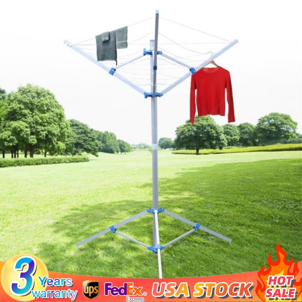 3-Arm Portable Folding Umbrella Style Laundry Dryer Clothes Drying Rack Outdoor
