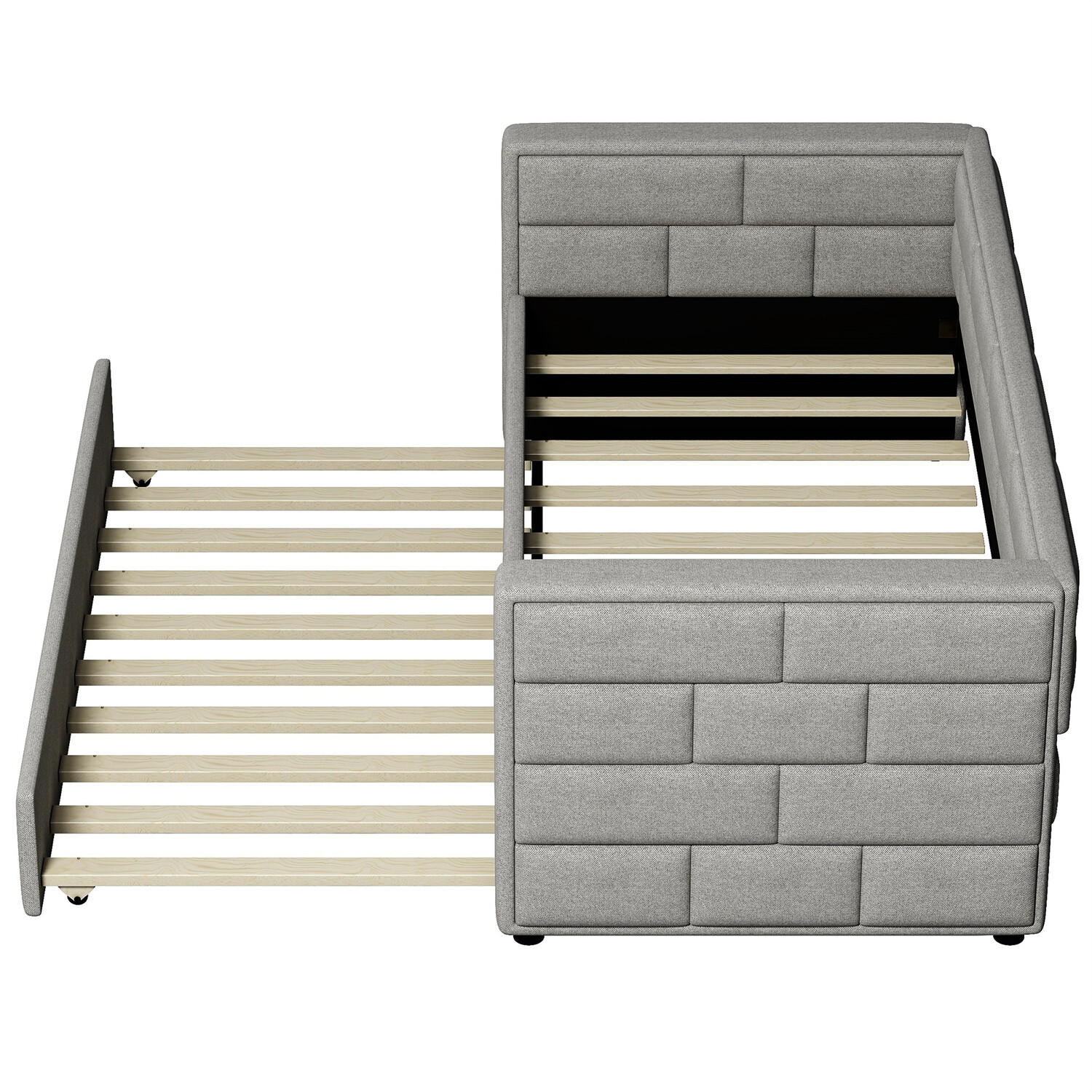 Twin Size Daybed with Pull Out Trundle Bed Upholstered Bed Frame Sofa Bed US