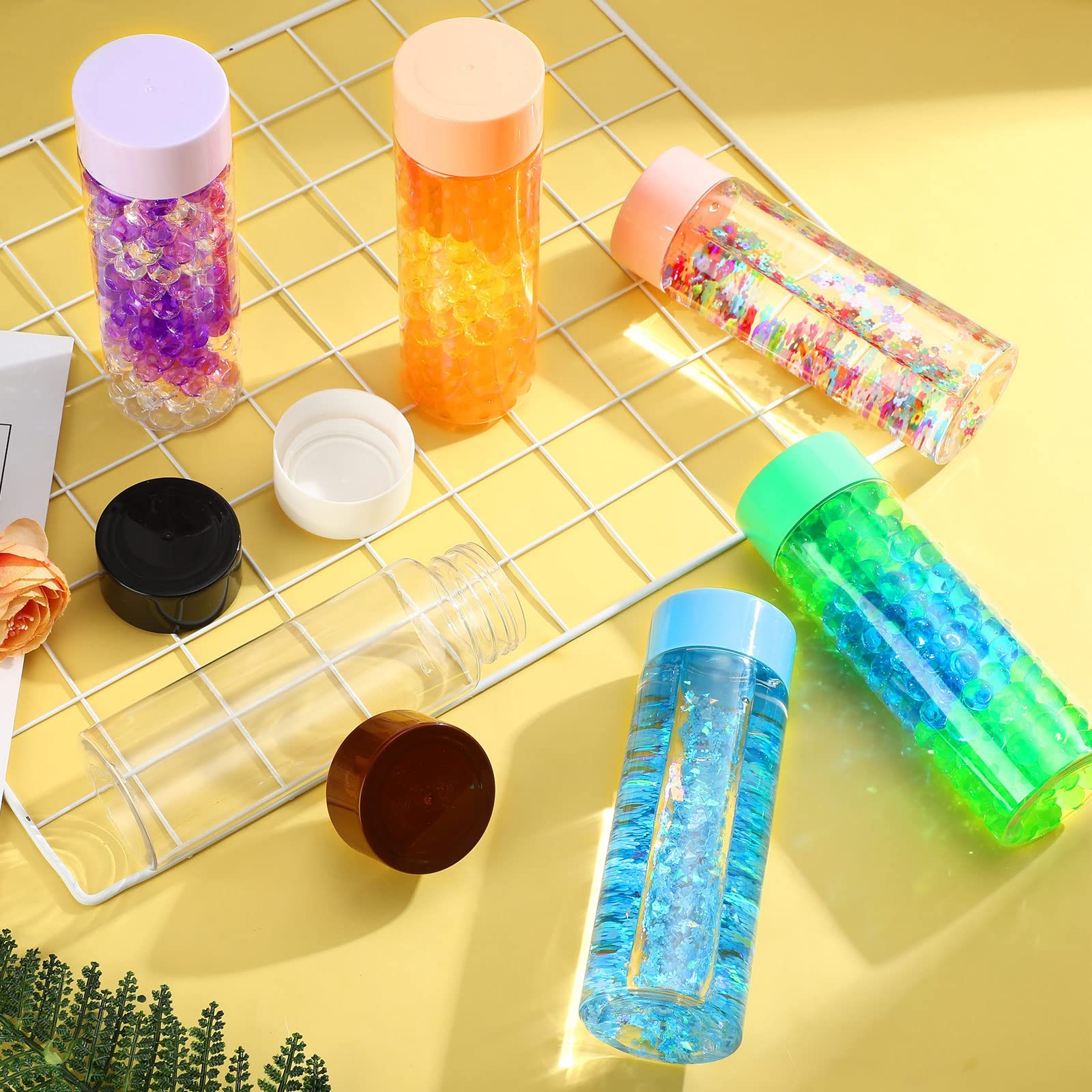 16 Pcs Empty Plastic Sensory Bottles with Lids Reusable Clear Plastic Sensory...