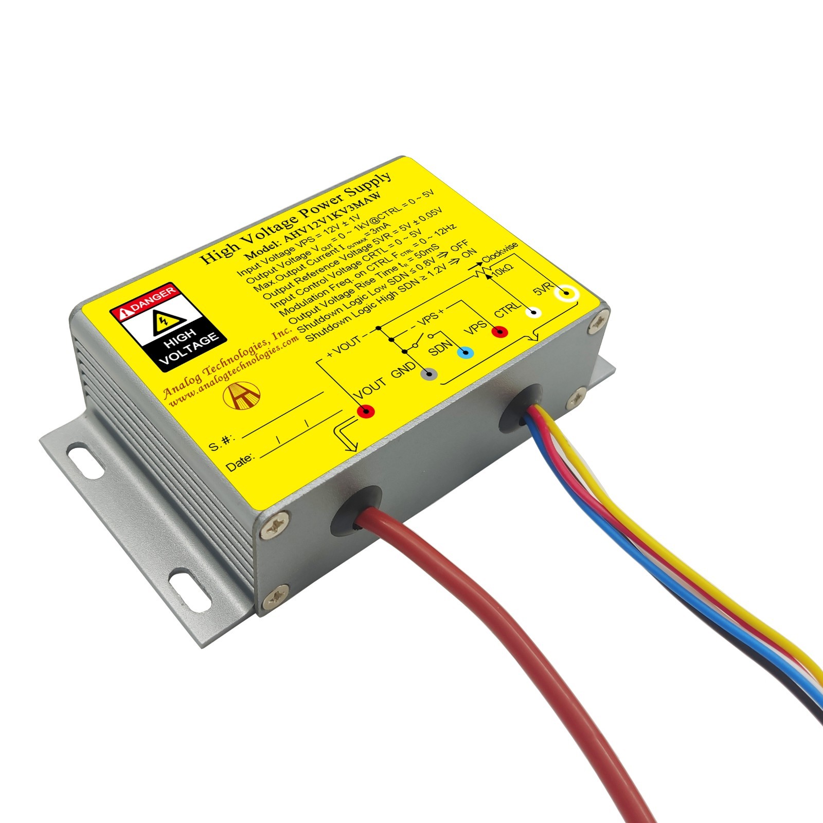 AHV12V1KV3MAW DC-DC HV Power Supply Module 12V Input 0-1kV 3mA  Control