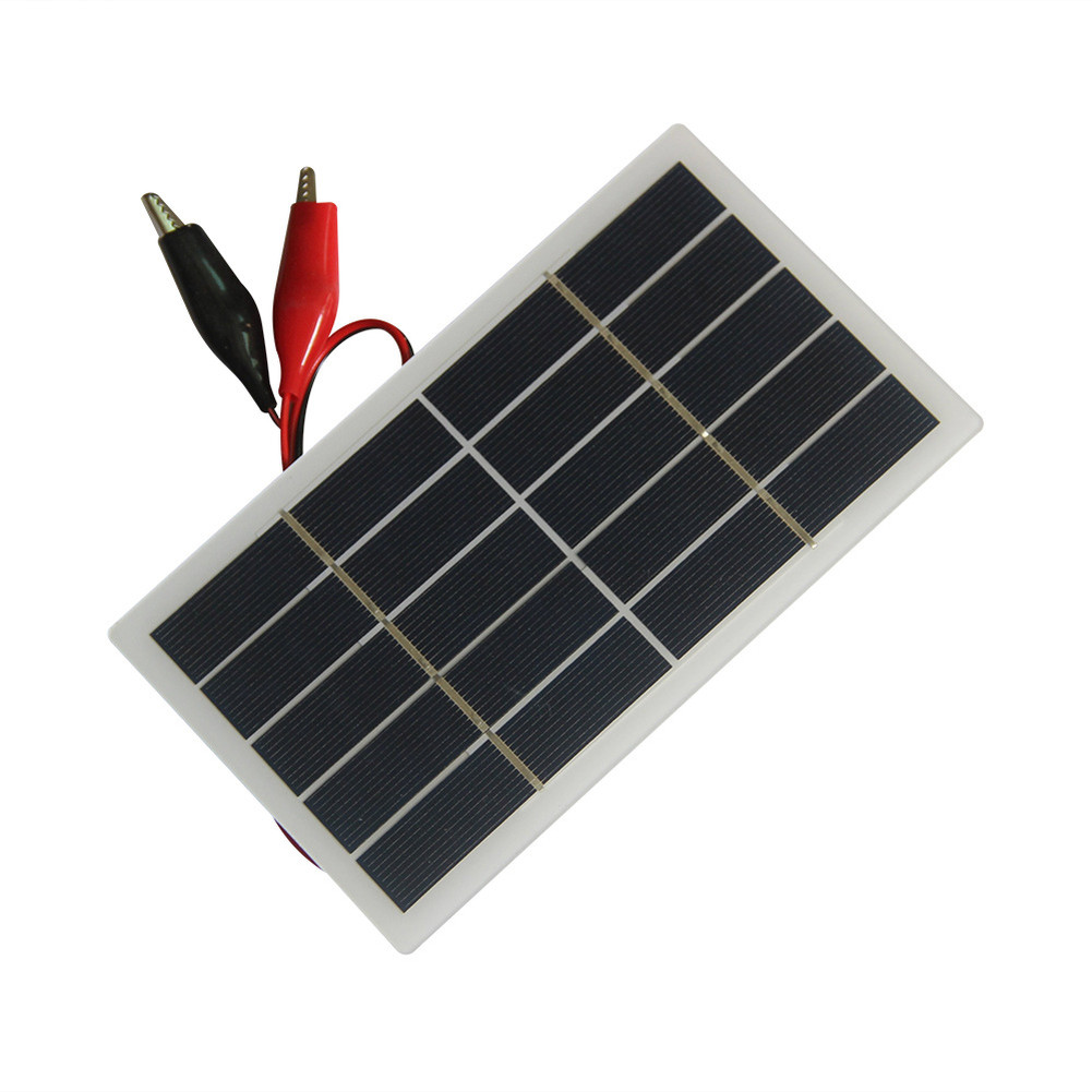 2W 5V Solar Panel Charger with For Alligator Clips for 3.7V Outdoor Gear