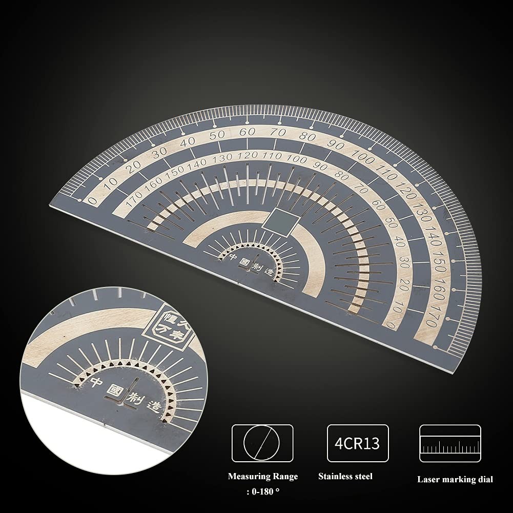Precision Marking Protractor Stainless Steel Angle Finder Woodworking Hole