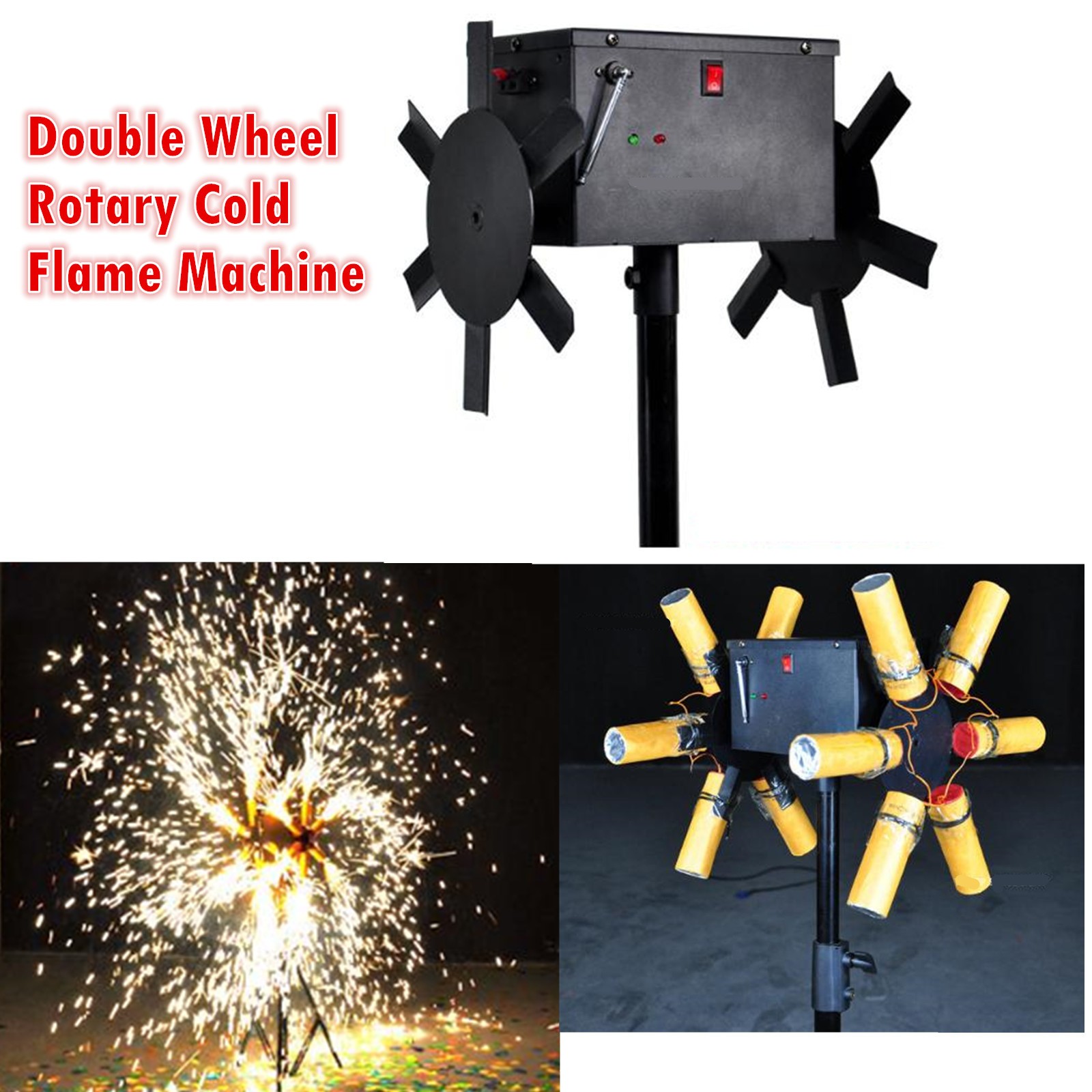 Dual Effect Cold Fireworks Machine Double Wheel Rotary for Gala Banquet