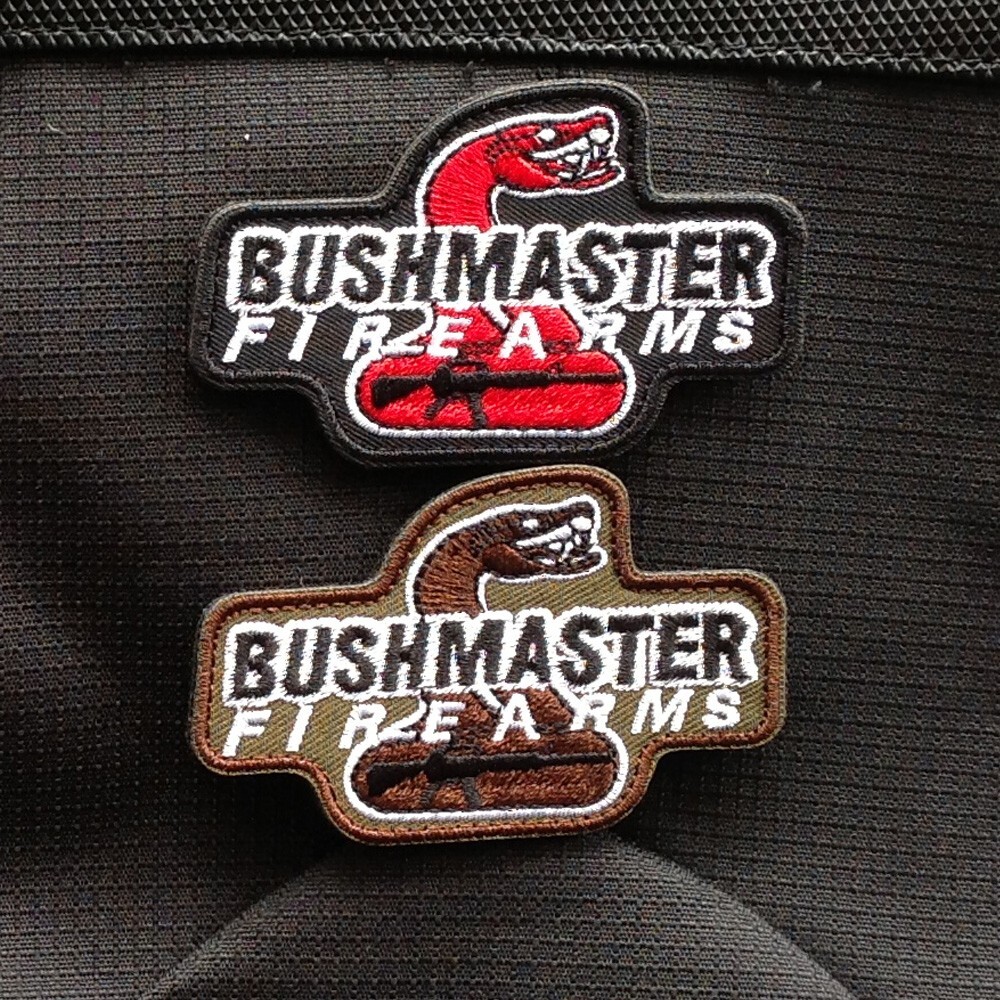 2PCS BUSHMASTER FIRE ARMS AK-47 SNAKE TACTICAL EMBROIDERED HOOK LOOP PATCH