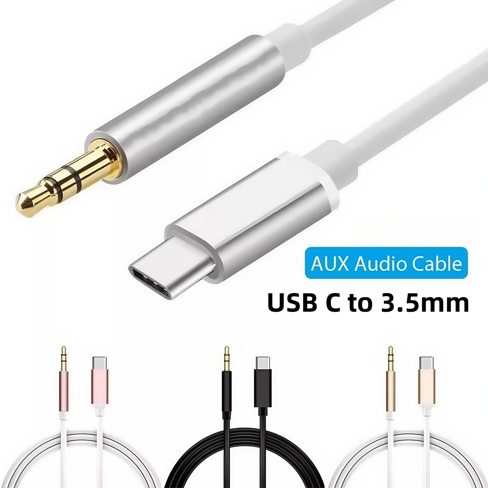 USB‑C to 3.5mm AUX Cable Car Stereo Audio Lead for iPhone 17 16 15 Pro Max Plus