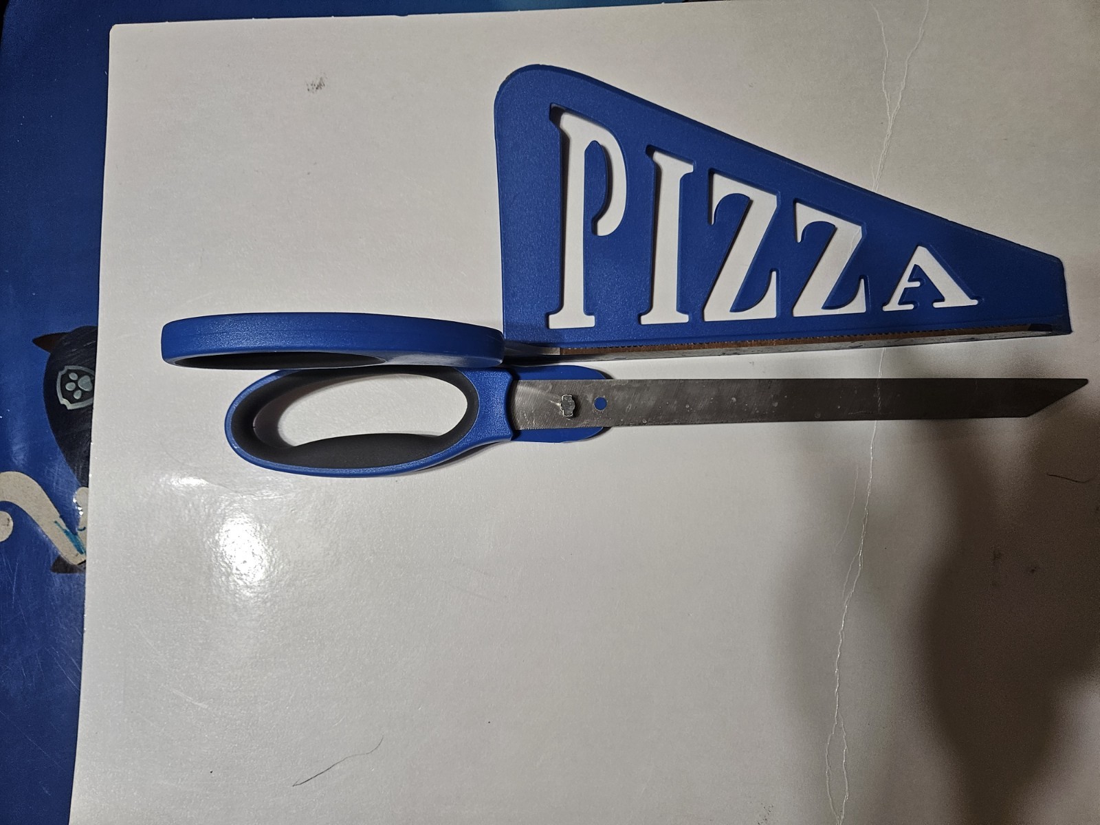 Unique Pizza Cutting Scissors Blue Handle Stainless Steel Kitchen Tool