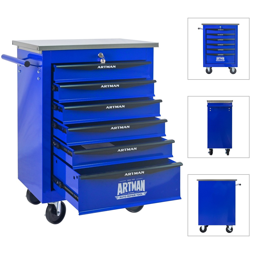 6-drawer multi-purpose tool cart with lockable toolbox suitable for garage&homes