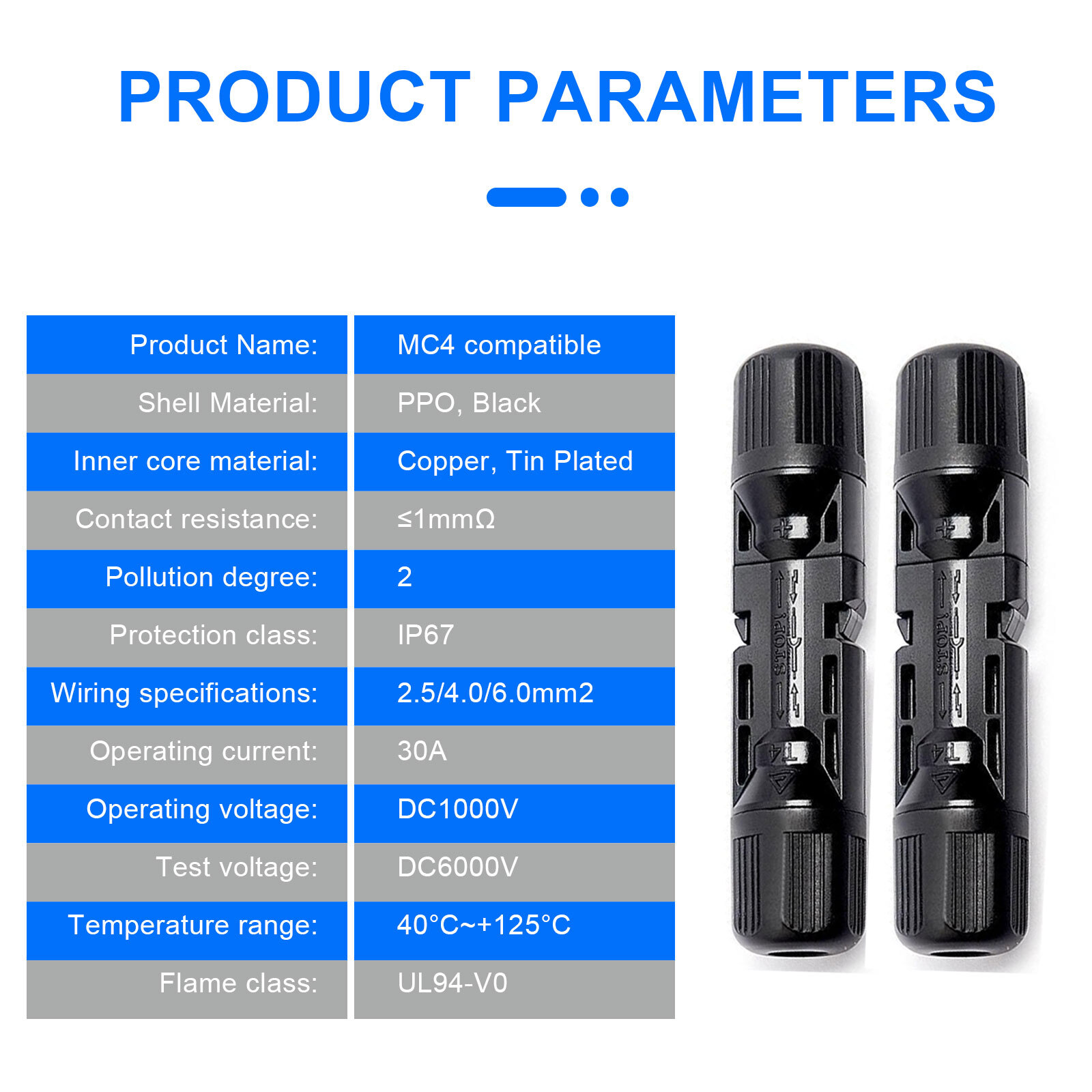 NEW 10Pcs Solar Cable Connectors 4mm-6mm 30A Waterproof Solar Panel Wire Joiners
