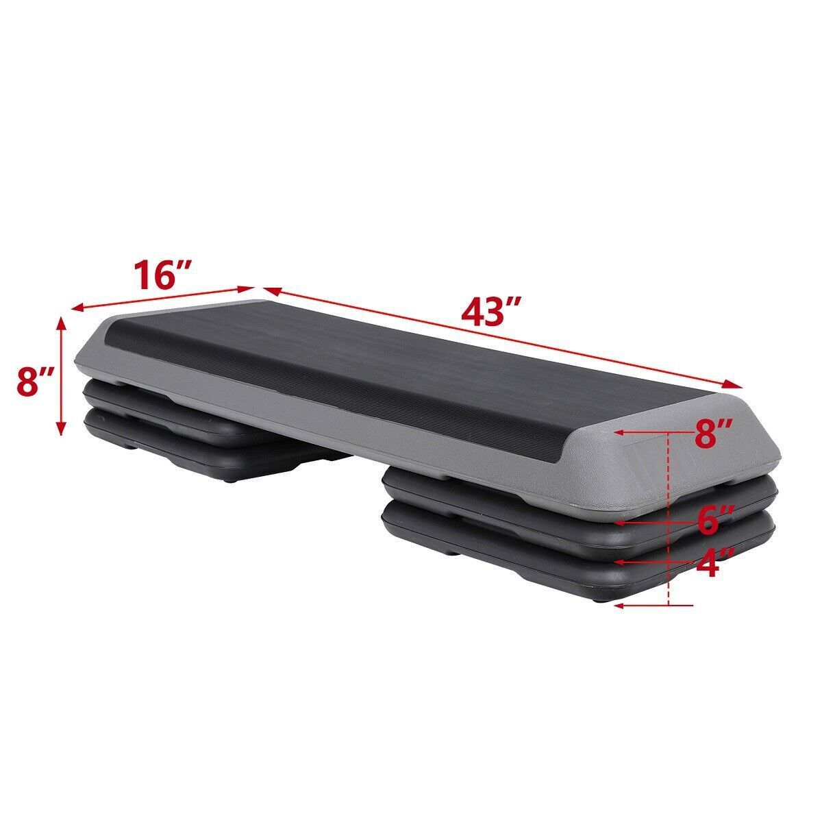 2PCS 43'' Aerobic Step Platform Adjustable Exercise Workout Stepper w/4 Riser