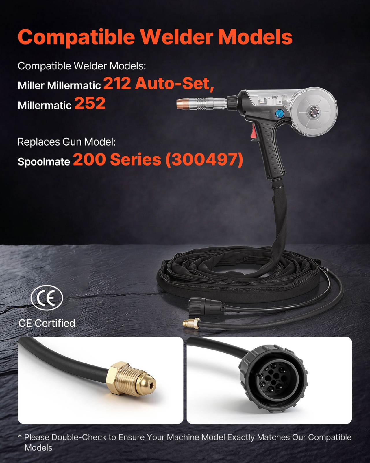 160Amp Spool Gun with 20FT Cable, Replacement for Miller Spoolmate 200 Series (