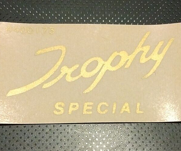 Trophy Special gold script top tank/toolbox panel sticker 1968 TR6C each