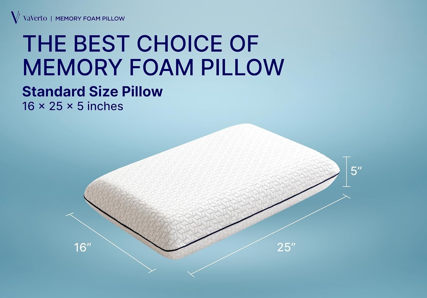 Memory Foam Pillow Standard Cooling Firm Bamboo Cover 1 Pack