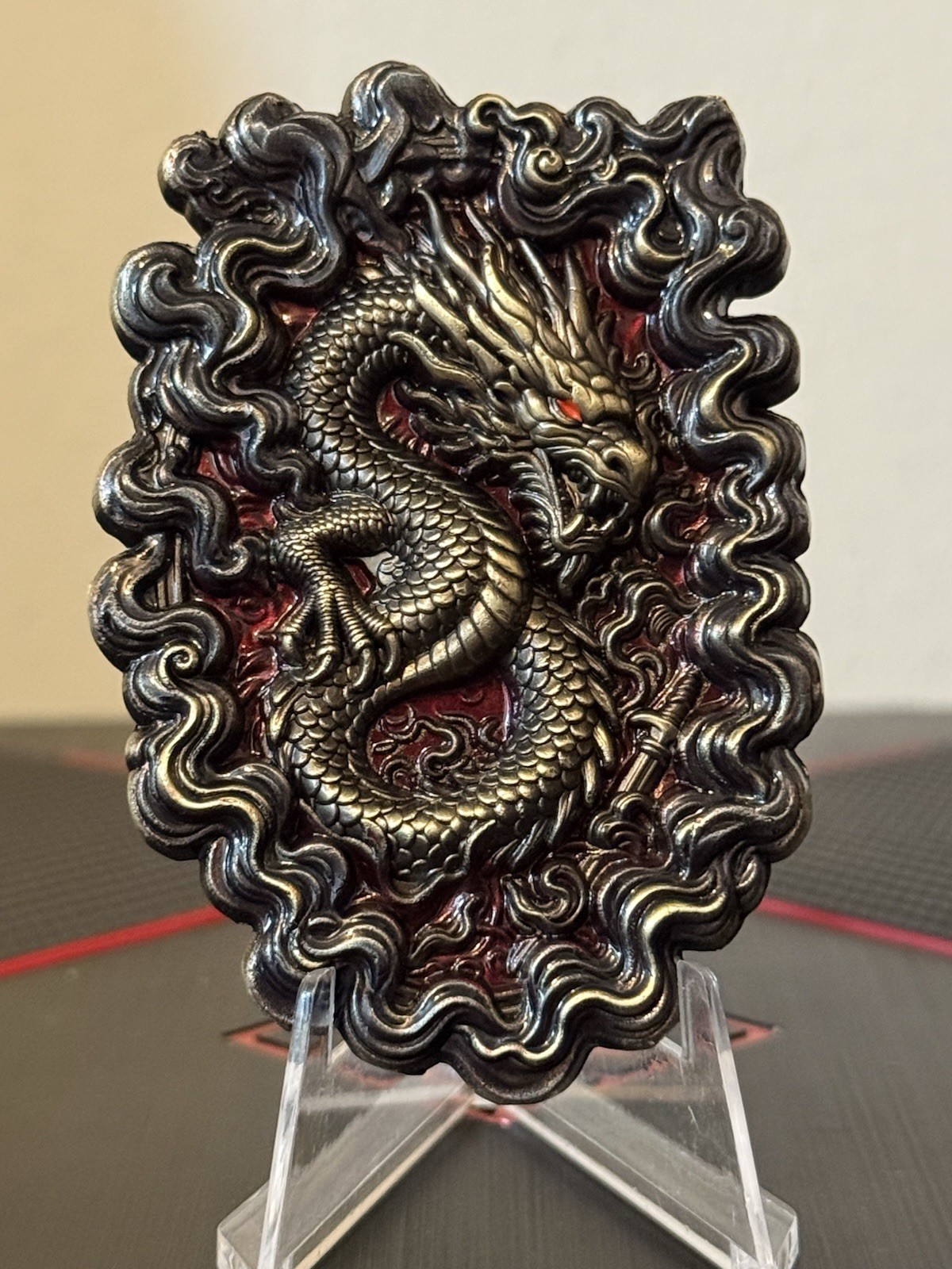 Narco Chasing The Dragon Brass Variant Challenge Coin. 3” Tall Police