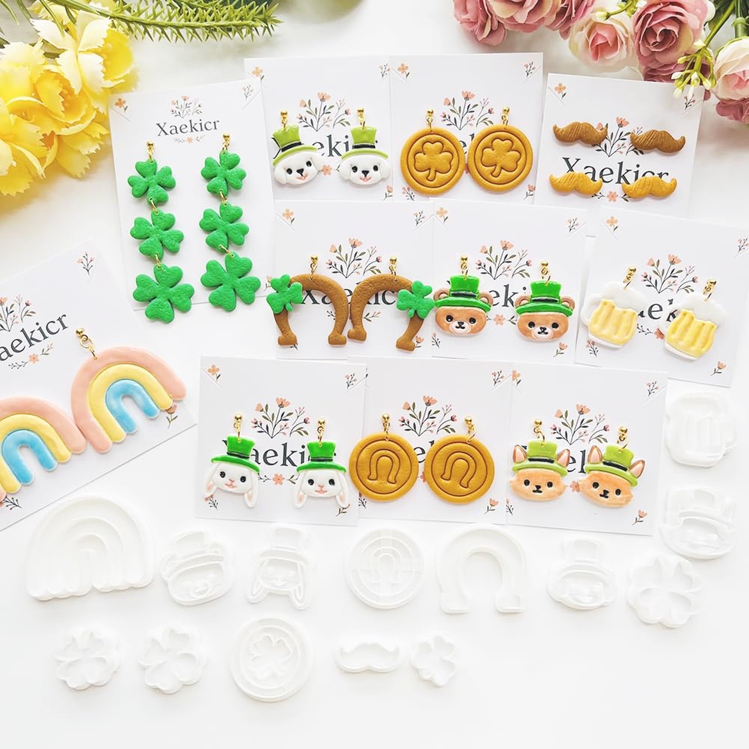 St. Patrick's Day Polymer Clay Cutters Set - 10pcs Sharp & Durable Leprechaun...