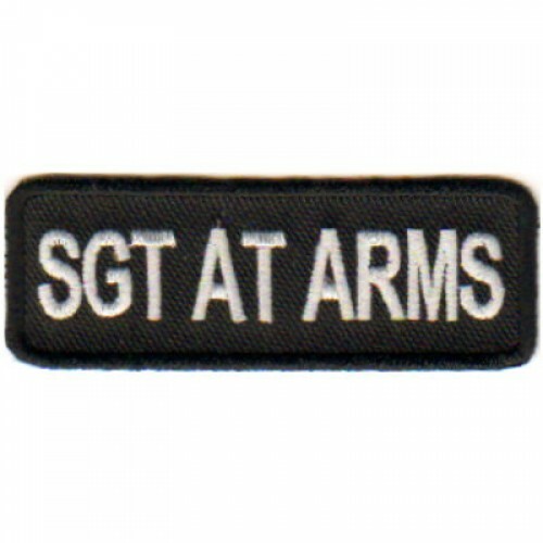 Motorcycle Biker Vest Jacket Patch - Black SGT AT ARMS 3x1" Patch