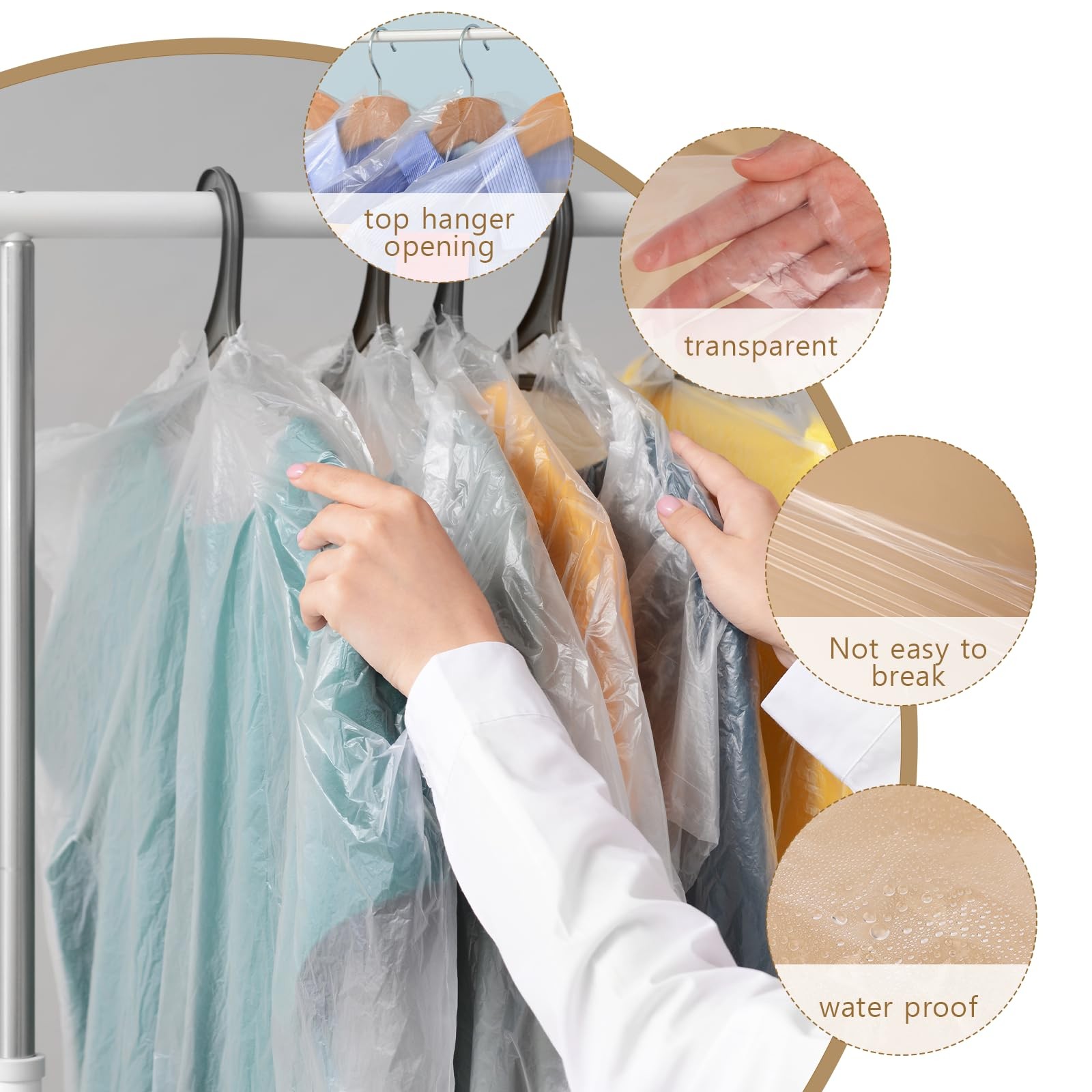10 Pack Long Dress Covers 71 Inch Garment Bags for Hanging 10pcs 60x180cm