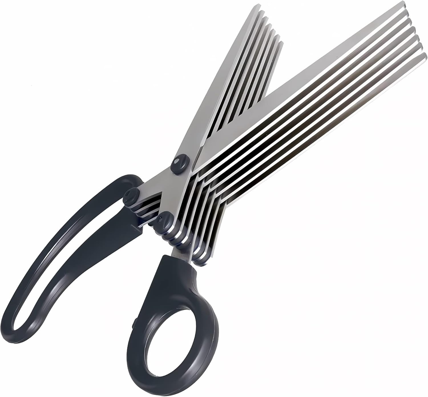 Efficient 7-Blade Shredder Scissors - 7.9” Stainless Steel, Lightweight, Black