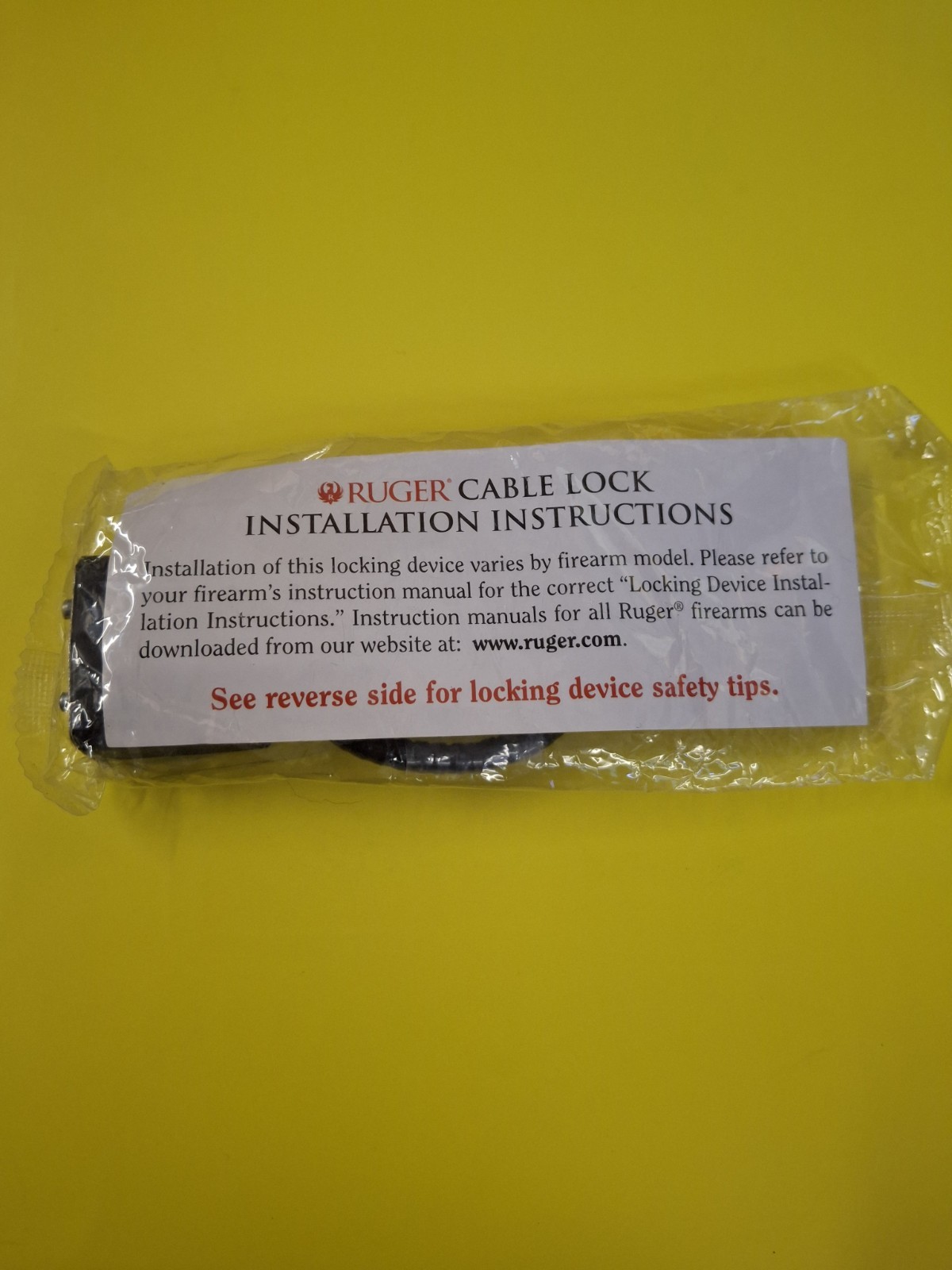 Gun Lock Ruger Firearm Gun Safety Cable Lock Brand New