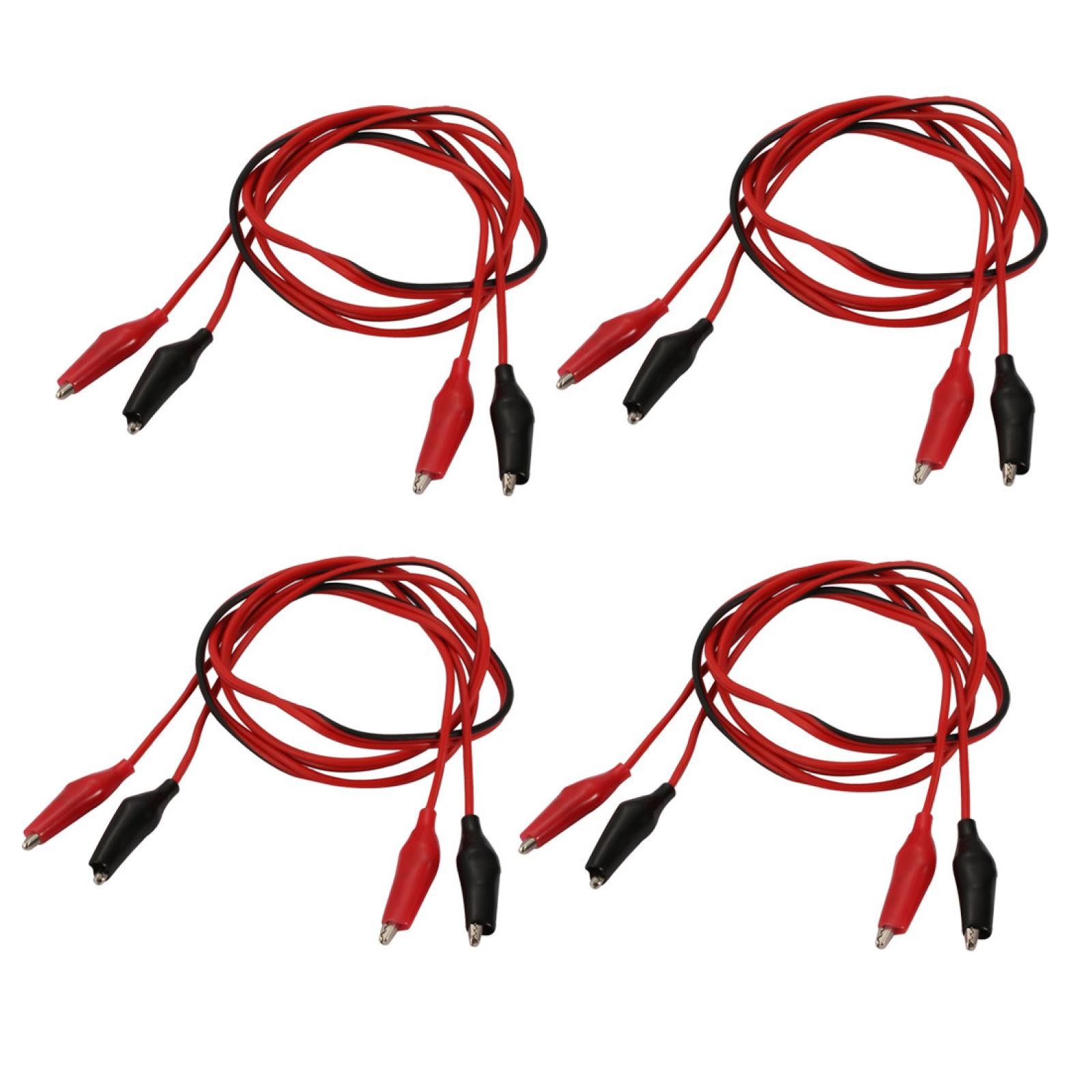 4 Pairs Double Alligator Connector Cable Jumper Wire Test Leads 1m Length