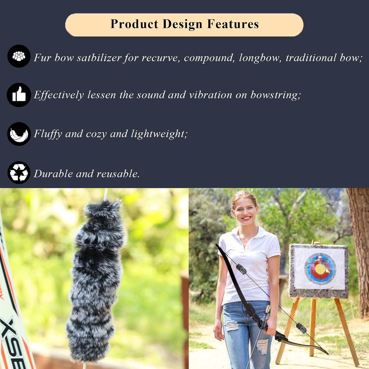 Bow String Silencers,Traditional Archery Bow String Dampeners to Reduce Vibratio