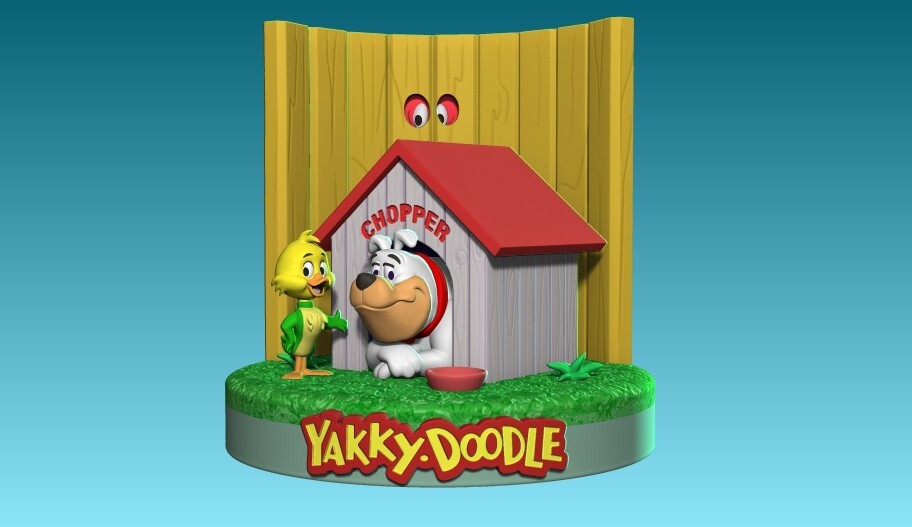 UNPAINTED Yakky Doodle & Chopper Diorama 3d Printed Model Kit 7" Tall