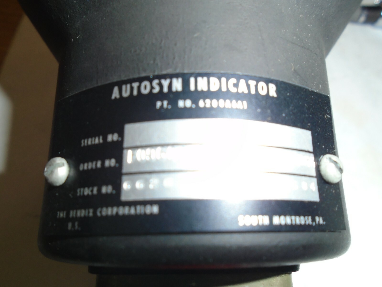 Bendix Autosyn Pressure Indicator 0 - 350 PSI P/N 6200A6A1