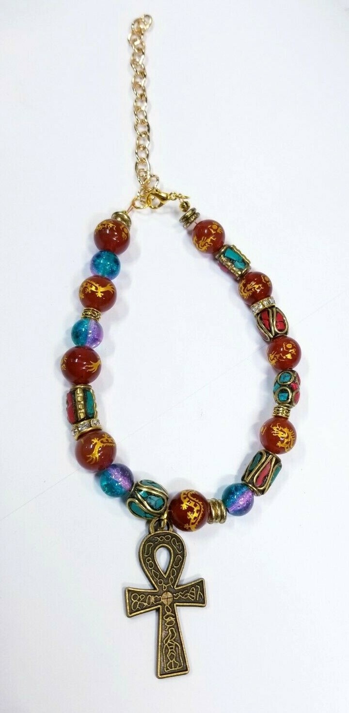 Handmade Multi-Cultural Bead 8.5" Bracelet/Anklet