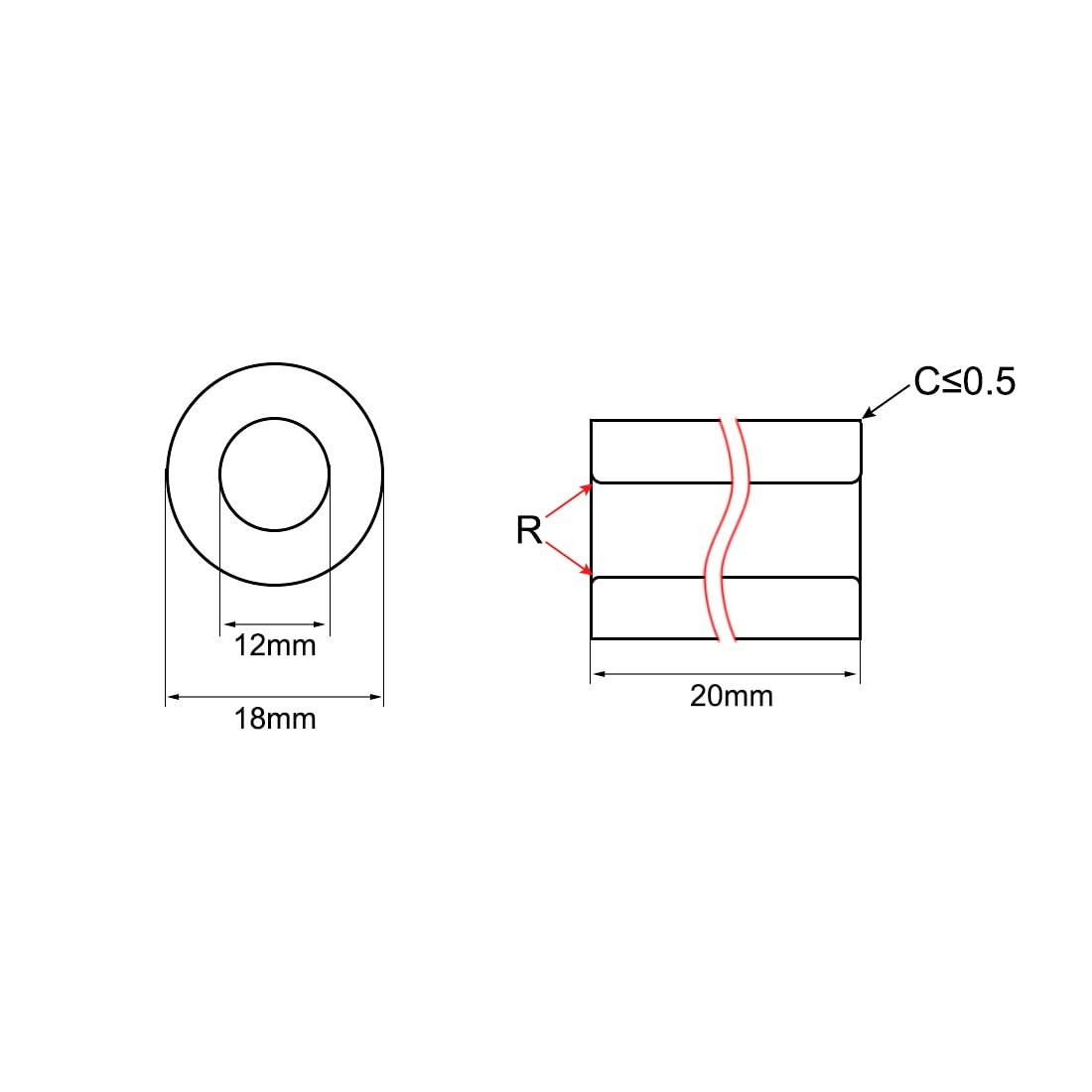 uxcell Bearing Sleeve 12mm Bore x 18mm OD x 20mm Length Self-Lubricating Sint...