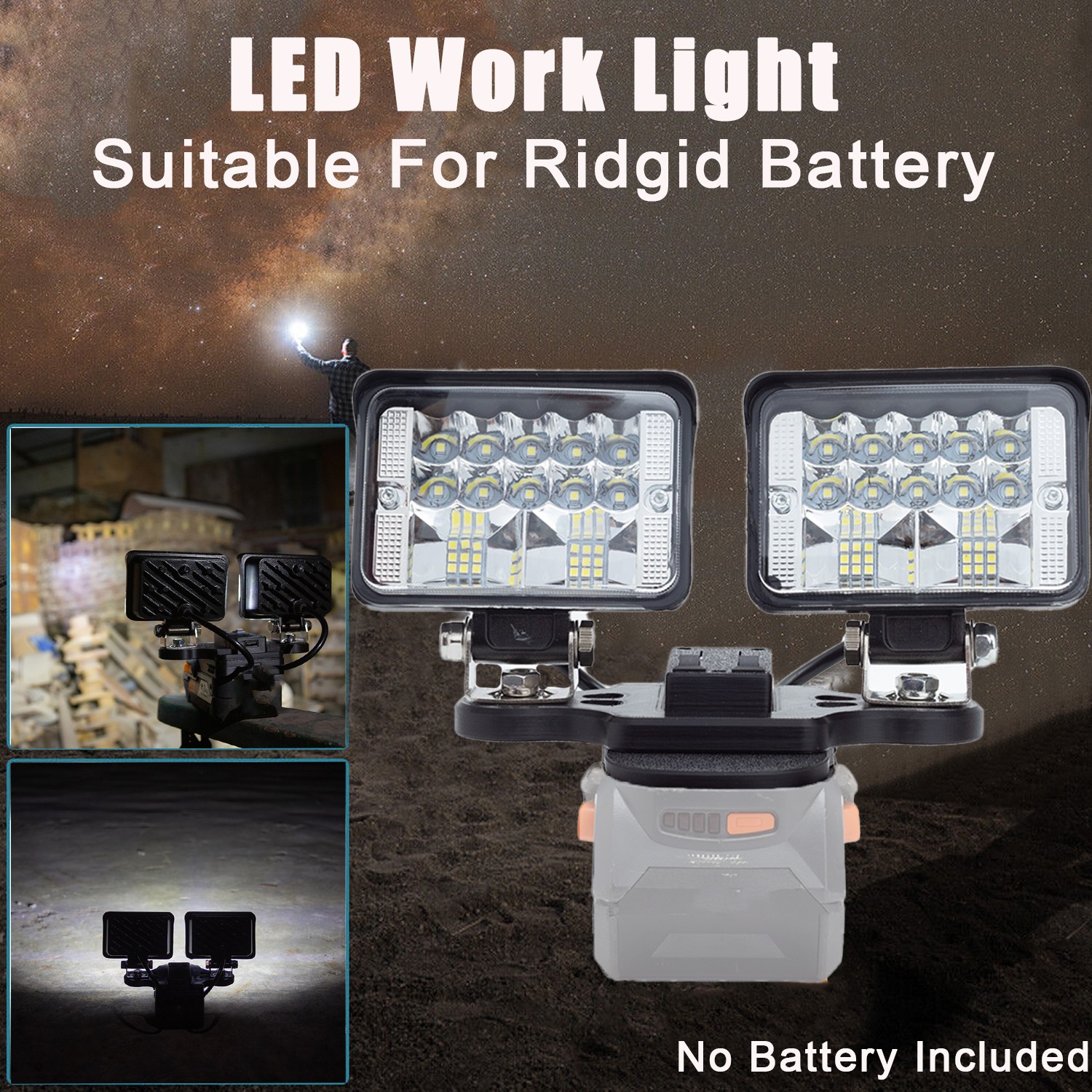 Portable 56W 5600LM LED Work Light For Ridgid 18V Battery For Camping Lighting