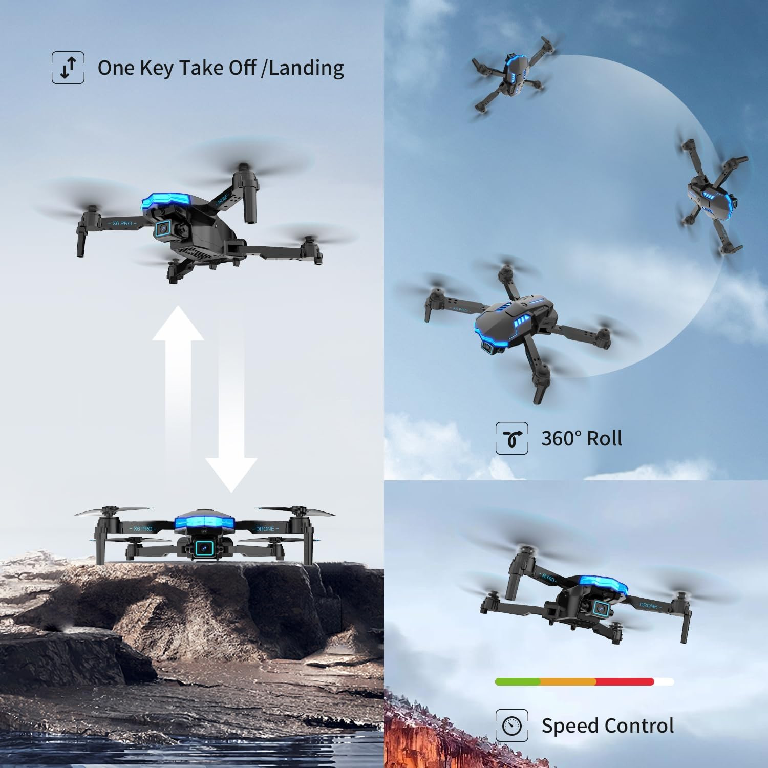 Drone with Camera 1080P with Brushless Motor Drone for Beginner, Long Fly Time,