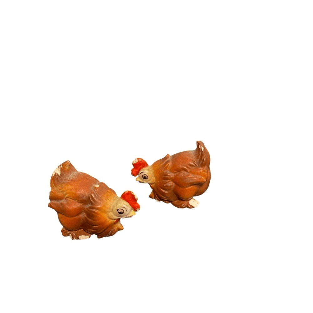 Vtg Josef Original Miniature Chicken Figurines Made In Japan Set of 2