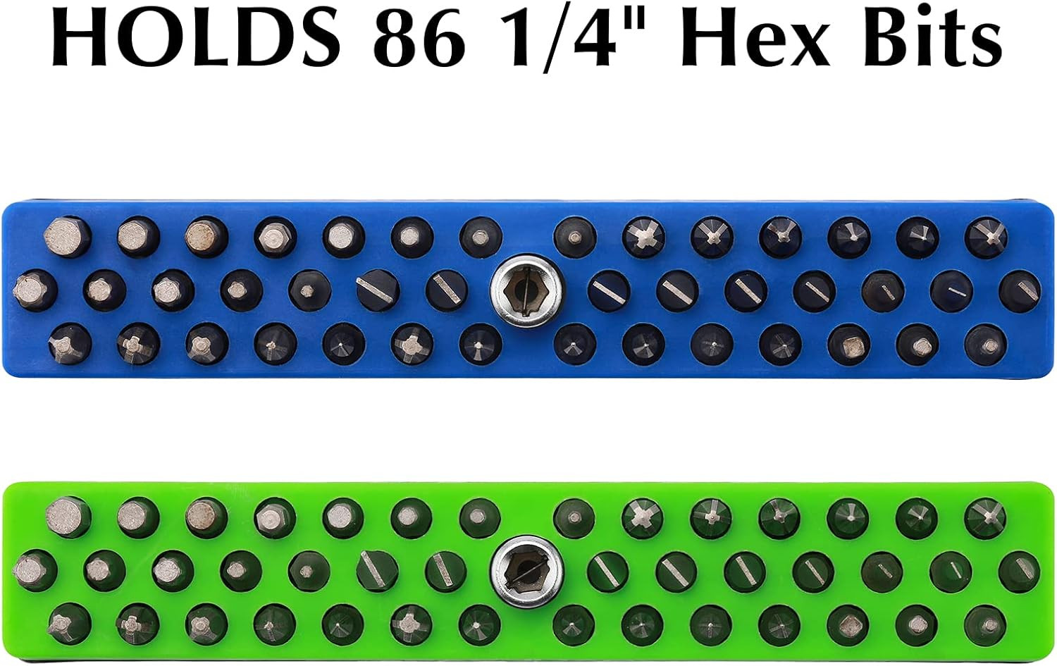 2PCS 1/4" Magnetic Bits Holder Set 86PCS Hole Bit Organizer with Strong Magnetic