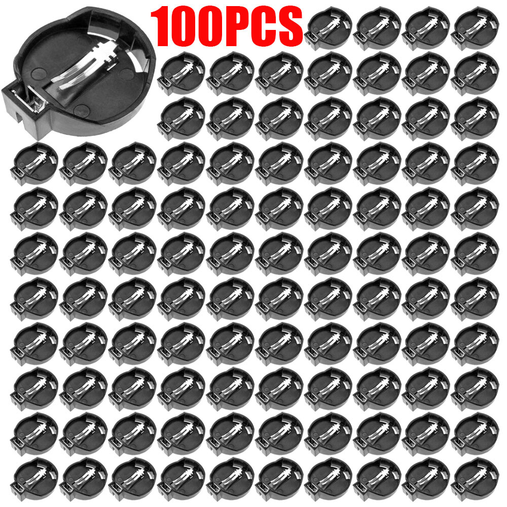 100Pcs NEW Button Coin Cell Battery Socket Holder Case Black CR2025 CR2032 USA